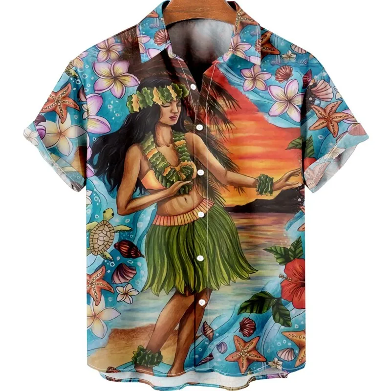 Vintage Hawaiian Floral Shirt - Męska letnia koszula w hawajskie wzory,