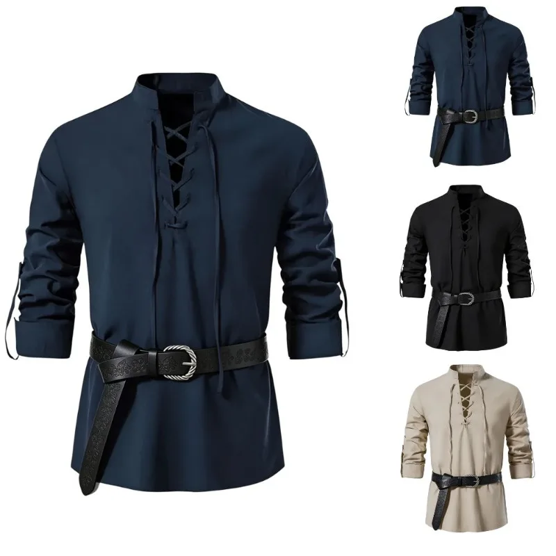 Męska koszula w stylu średniow – Medieval Gothic Lace Up Pirate Shirt recenzja i cena