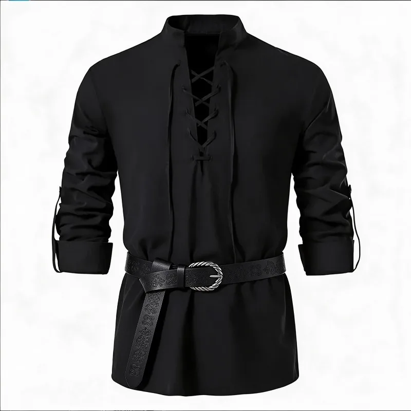 Męska koszula w stylu średniow – Medieval Gothic Lace Up Pirate Shirt recenzja i cena