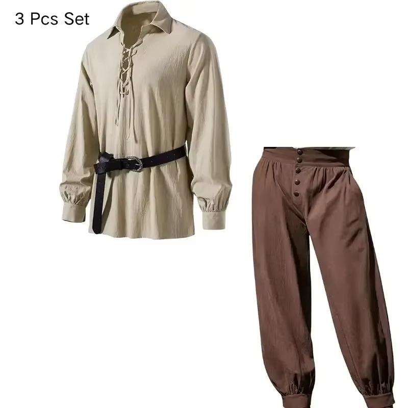 Męski średniowieczny kostium w – Medieval Gothic Lace Up Pirate Shirt recenzja i cena