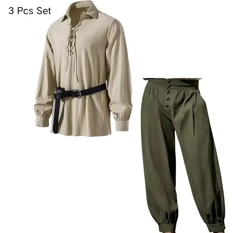 Męski średniowieczny kostium w – Medieval Gothic Lace Up Pirate Shirt recenzja i cena