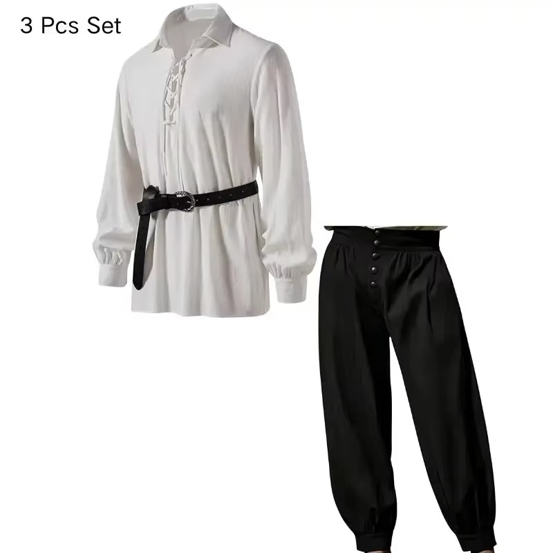 Męski średniowieczny kostium w – Medieval Gothic Lace Up Pirate Shirt recenzja i cena