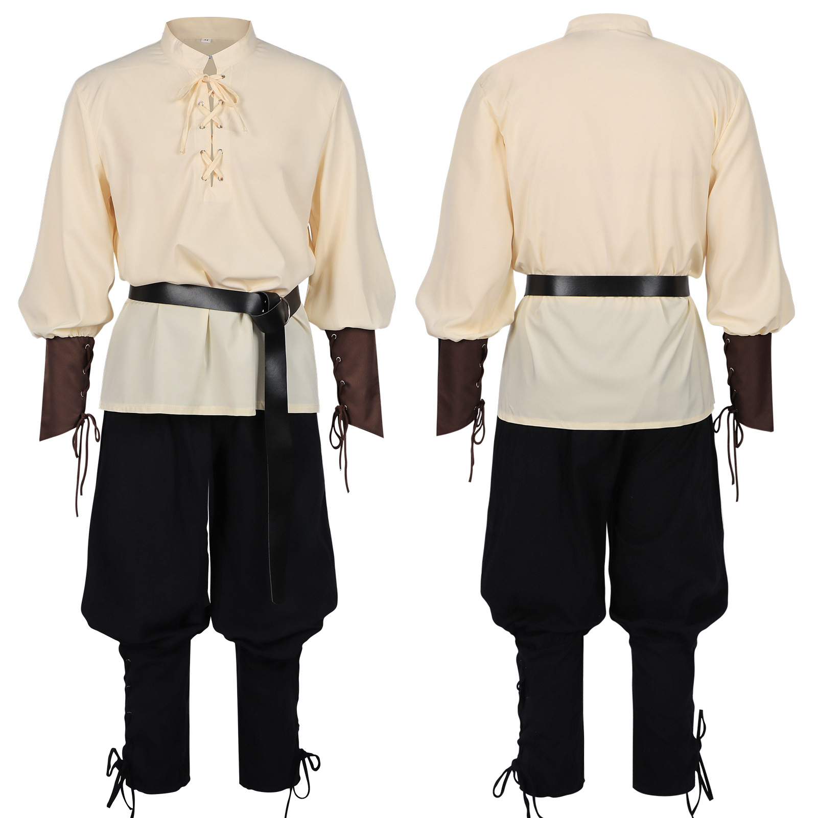 Kostium Pirata na Halloween Mę – Medieval Gothic Lace Up Pirate Shirt recenzja i cena